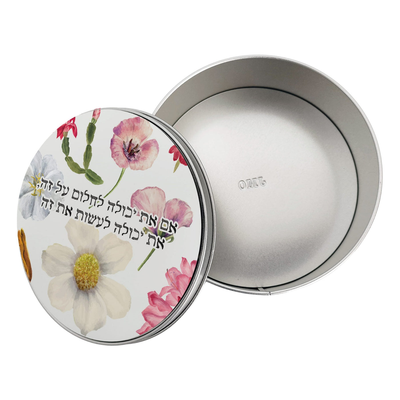 קופסת מתכת עיגול- דגם פרחי בר